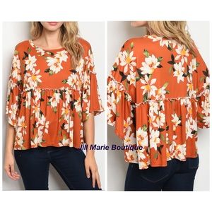 Floral baby doll style ruffle top small NWT